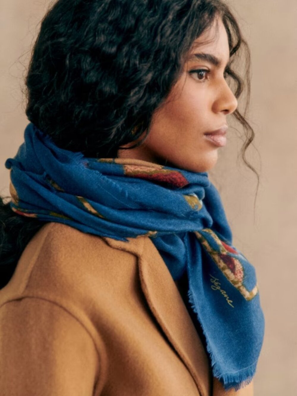 Sézane NWT Pio Scarf in Blue Merveille Print - Picture 4 of 6